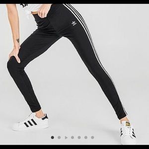 Adidas Black and White 3-Stripes Trefoil Leggings Size: L